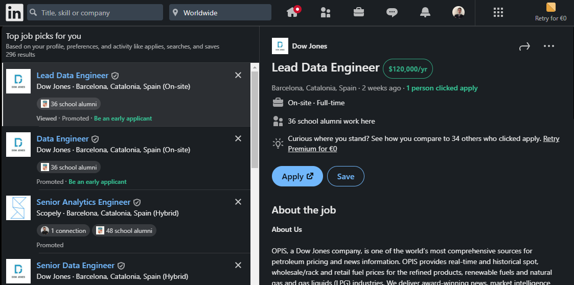 LinkedIn Salary Finder Screenshot